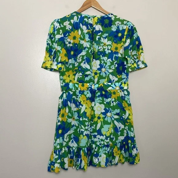 Walter Baker Kasey Dress Floral Mini Ruffle Hem Short Sleeves Size XL - Picture 16 of 16